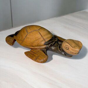 Hand Carved Wooden Sea Turtle Sculpture Figurine Decor Sea Life
